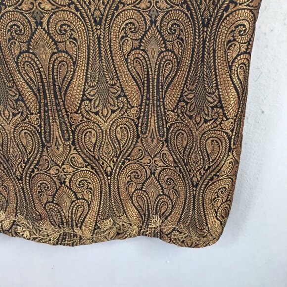 Sue.Anu Jacket Womens Large Black Gold Elephants Silk Hand Stamped Sartor Lal - Picture 13 of 16